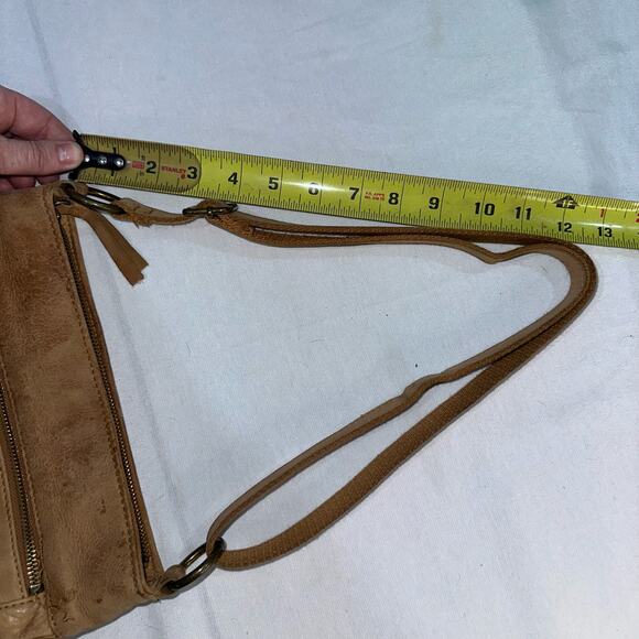 LUCKY BRAND Tan Leather Crossbody Studded Adjustable strap Boho Western Festival - Picture 12 of 14